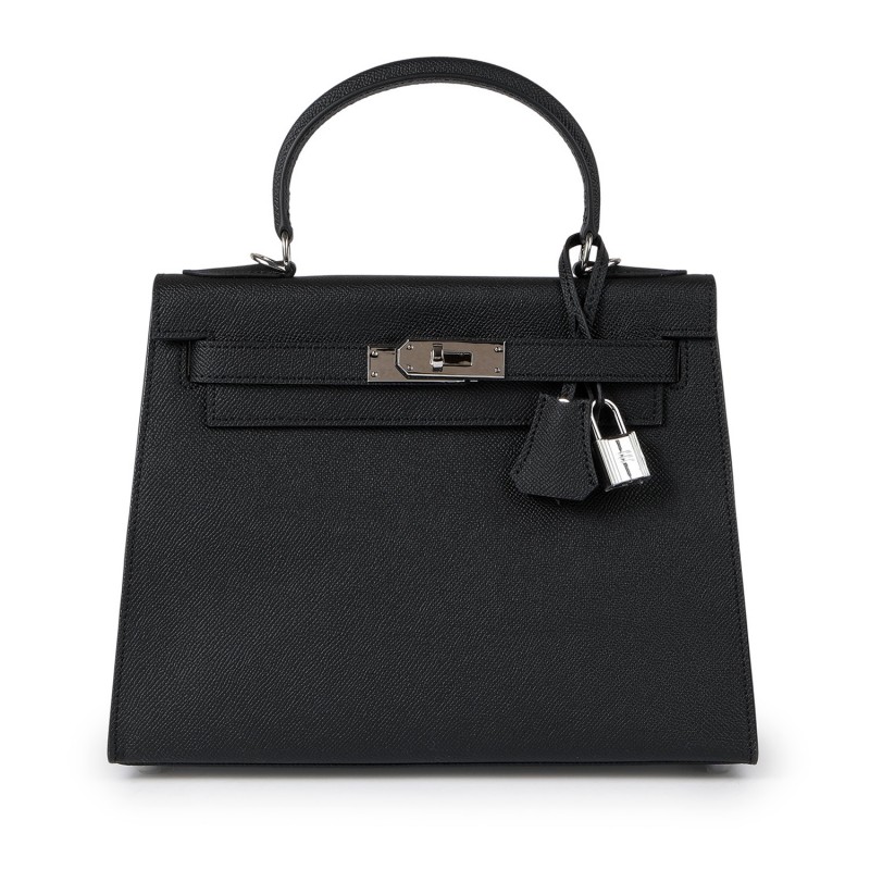 Жіноча шкіряна сумка Kelly 28 чорна фото