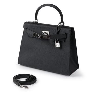 Женская кожаная сумка Kelly 28 черная фото