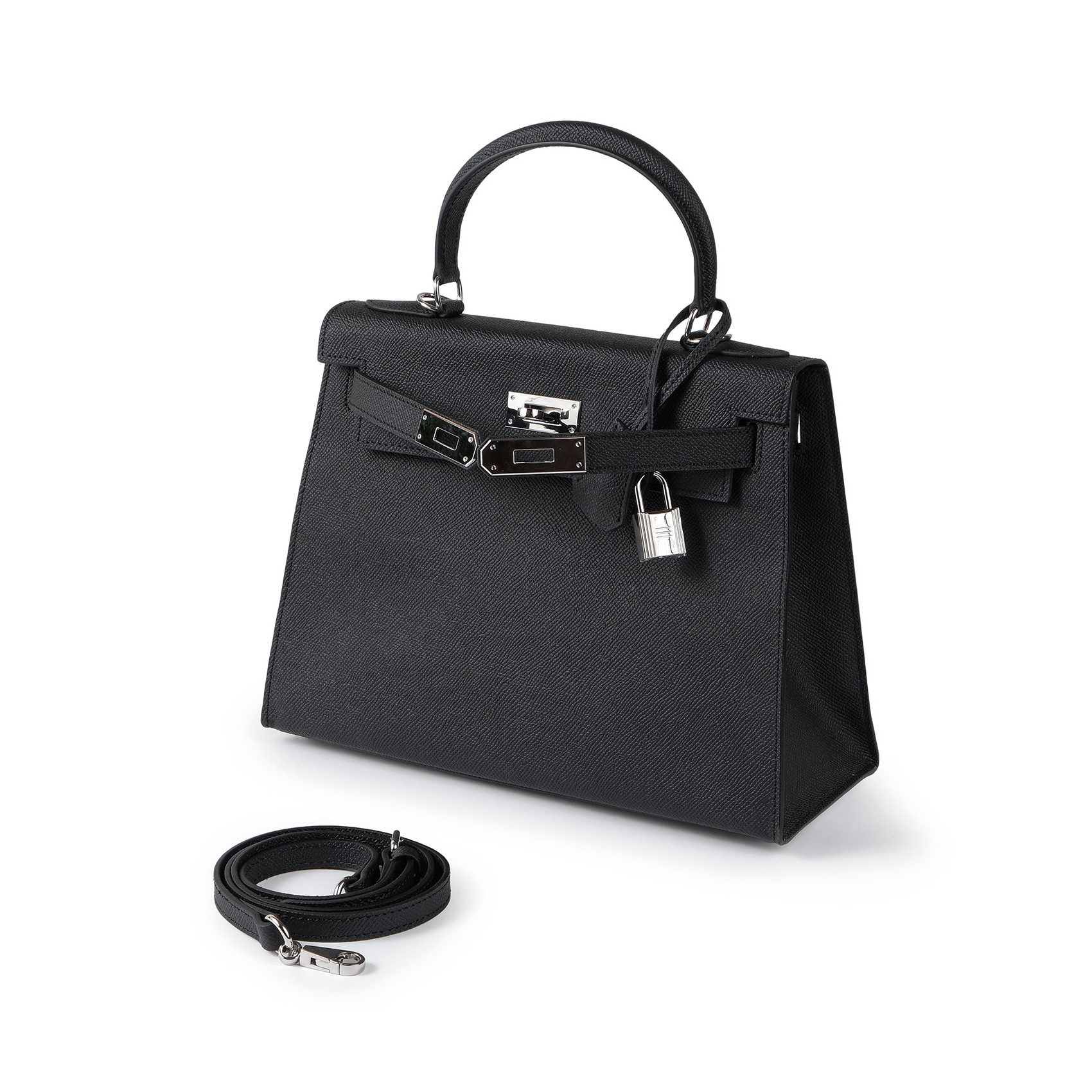 Женская кожаная сумка Kelly 28 черная