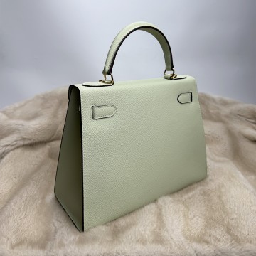 Женская кожаная сумка Kelly 28 мятная фото