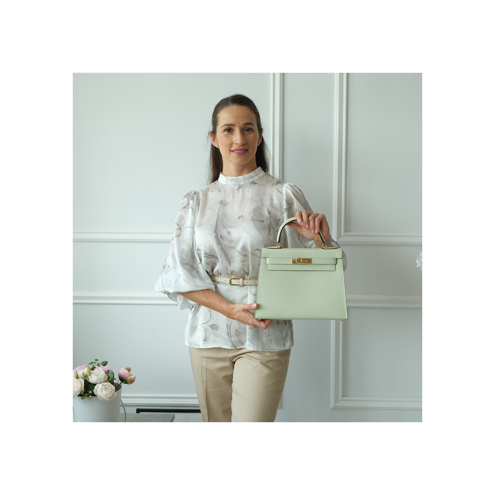 Жіноча шкіряна сумка Kelly 28 м'ятна