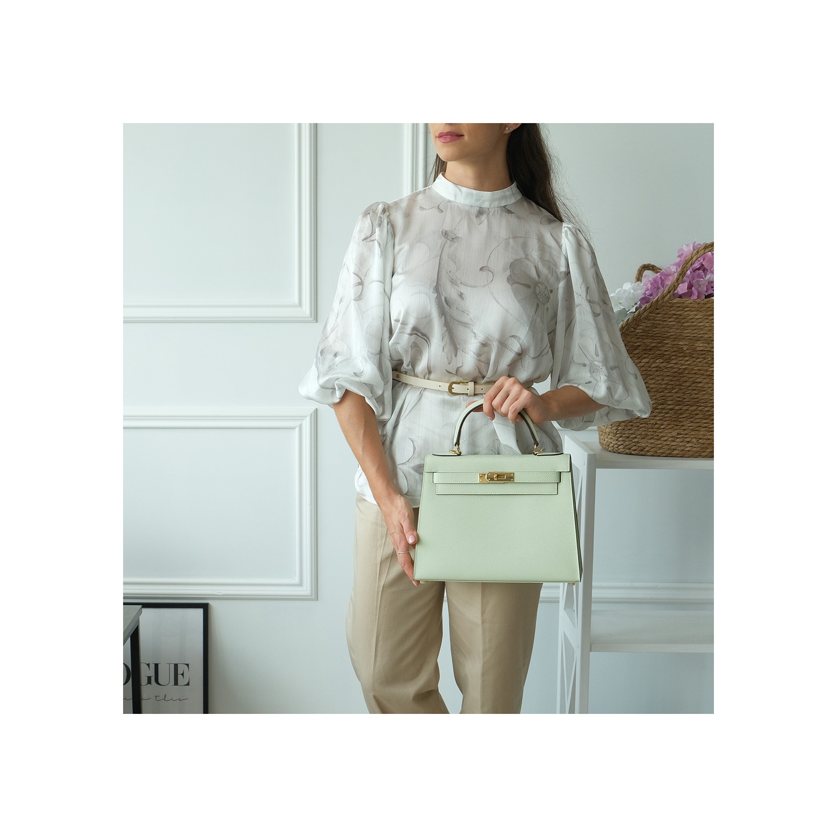 Жіноча шкіряна сумка Kelly 28 м'ятна