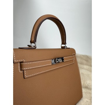 Жіноча шкіряна сумка Kelly 25 коричнева фото