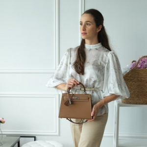 Женская кожаная сумка Kelly 25 коричневая