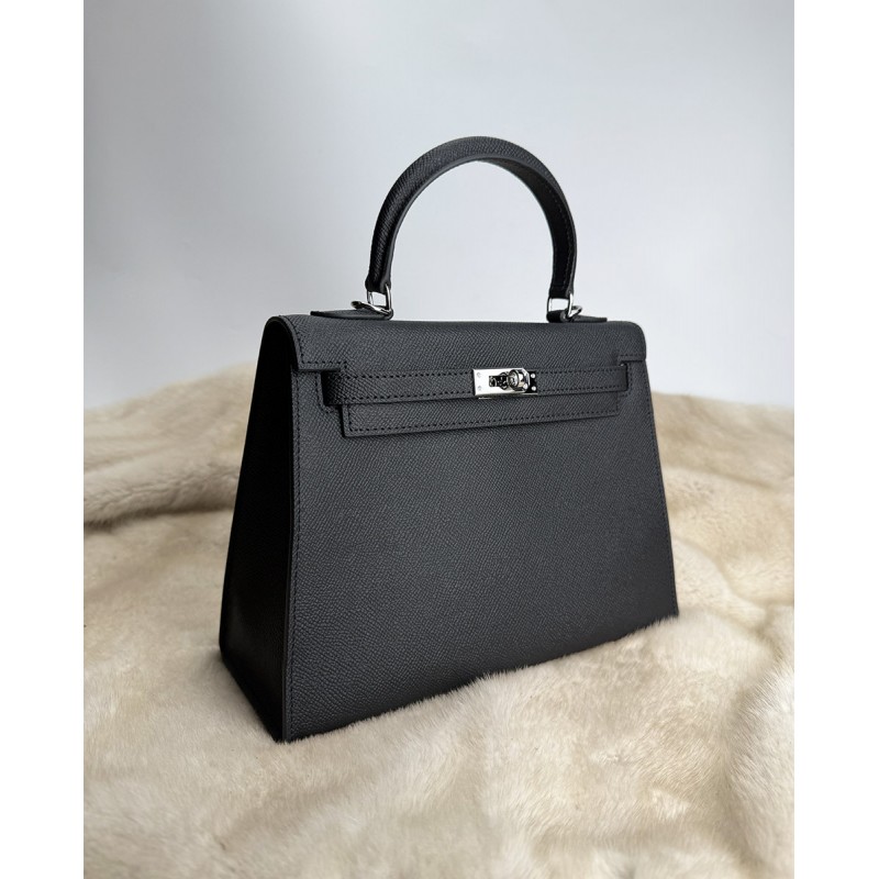 Жіноча шкіряна сумка Kelly 25 чорна - 7 фото