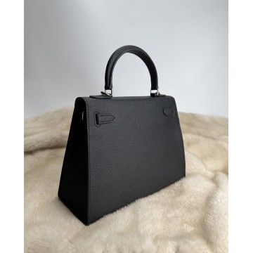 Женская кожаная сумка Kelly 25 черная фото