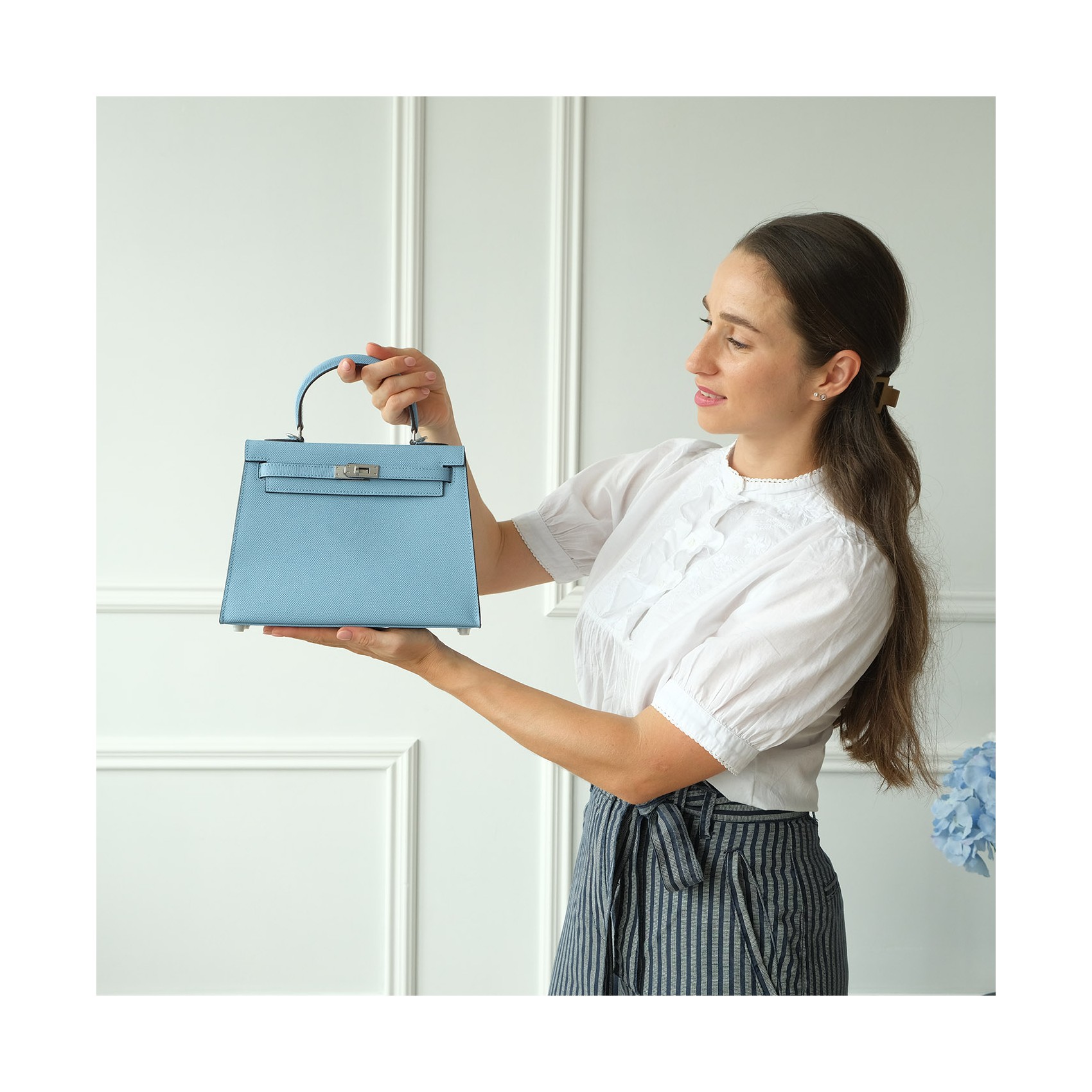 Жіноча шкіряна сумка Kelly 25 блакитна