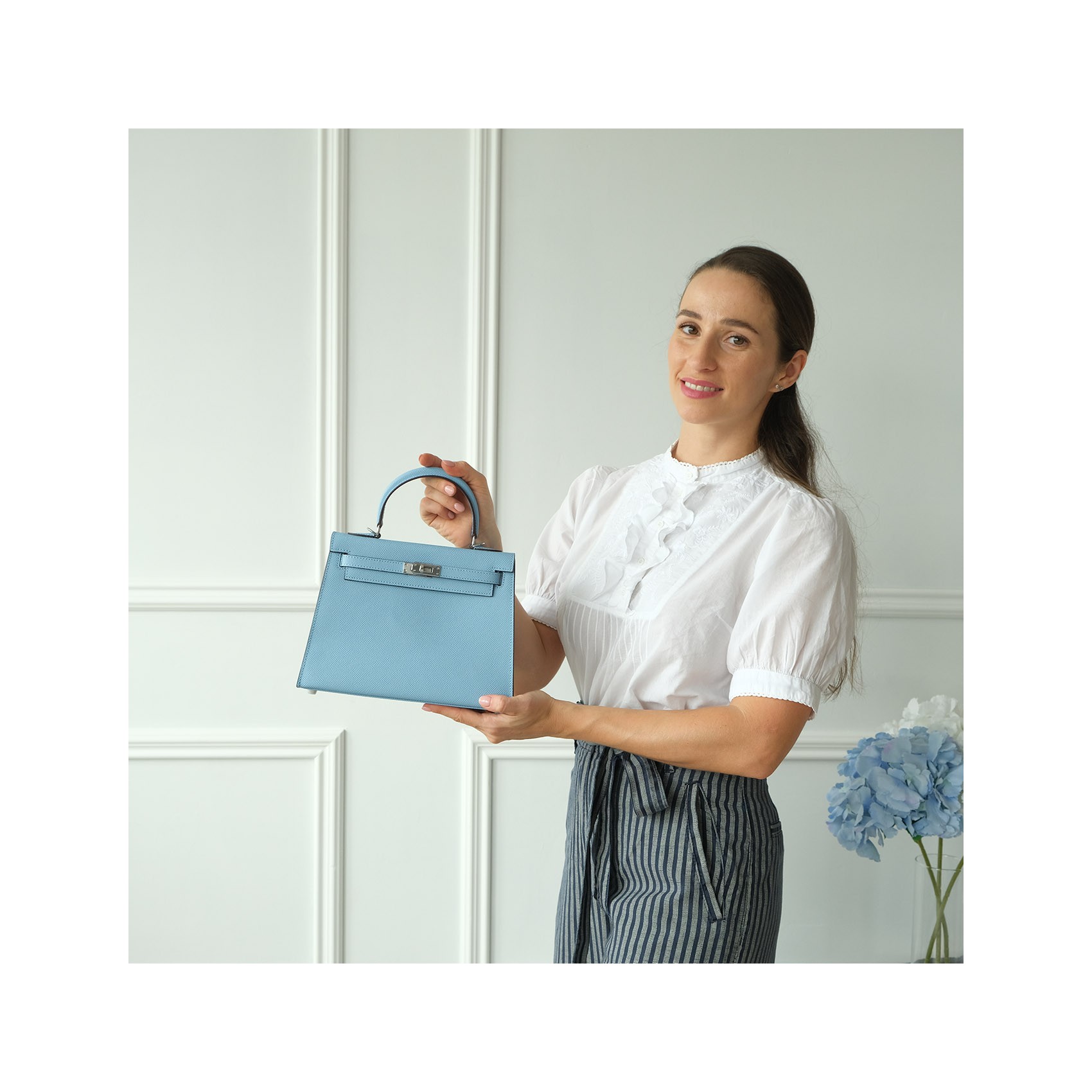 Жіноча шкіряна сумка Kelly 25 блакитна