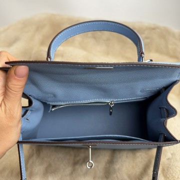 Жіноча шкіряна сумка Kelly 25 блакитна фото