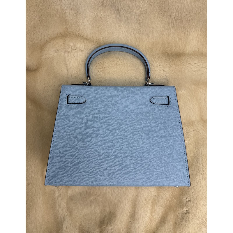 Жіноча шкіряна сумка Kelly 25 блакитна - 10 фото