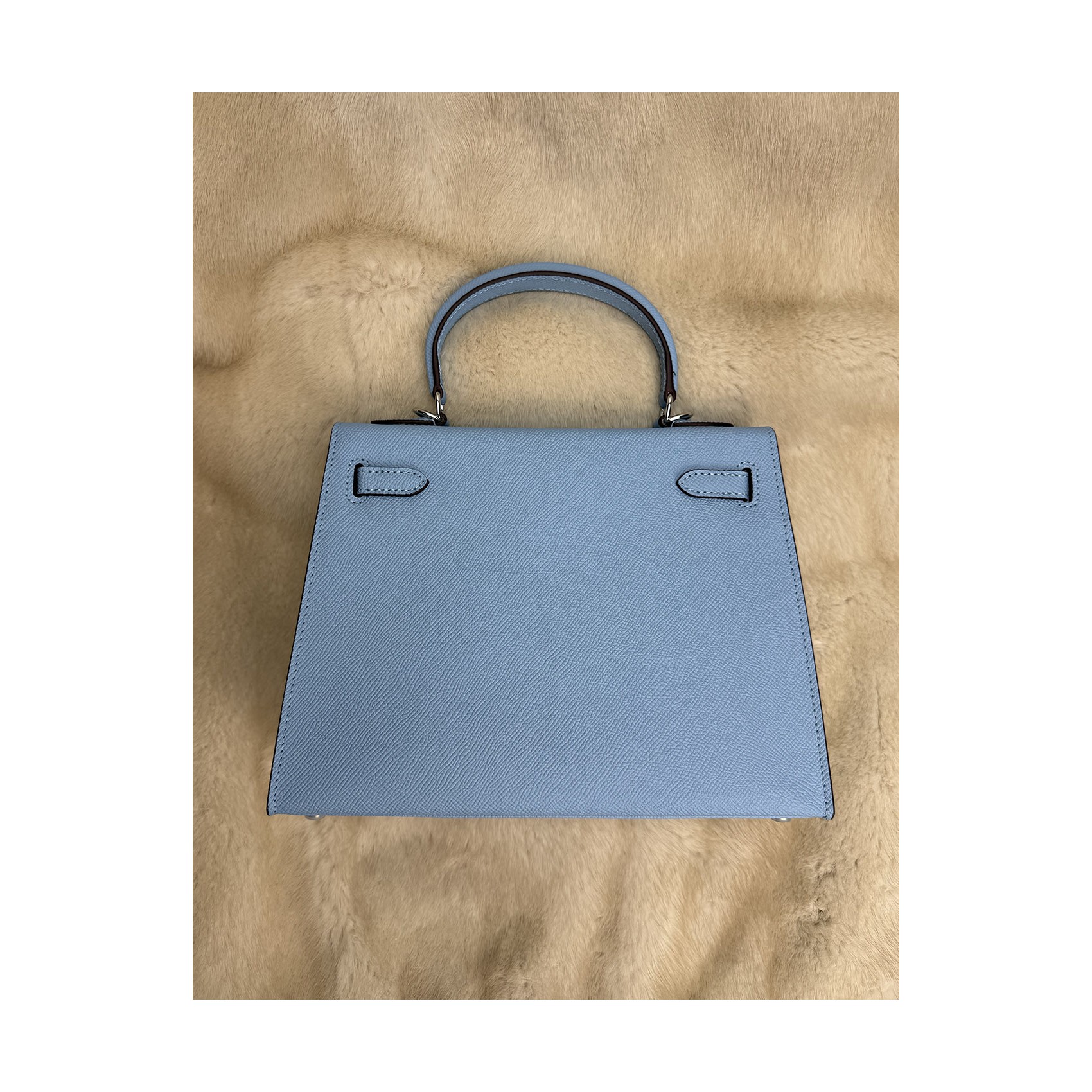 Женская кожаная сумка Kelly 25 голубая