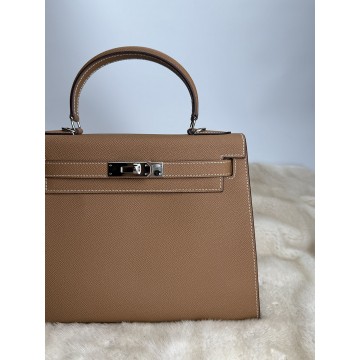 Жіноча шкіряна сумка Kelly 28 коричнева фото
