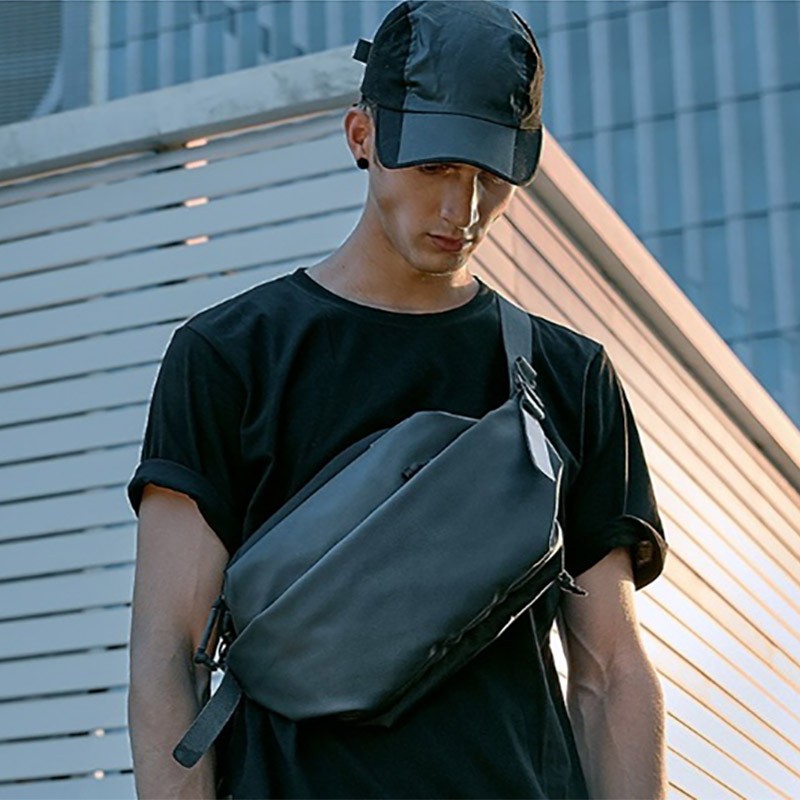 Мужская сумка слинг Mackar Urban через плечо черная - 4 фото