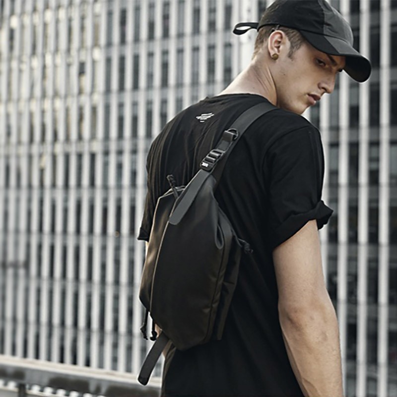 Чоловіча сумка слінг Mackar Urban через плече чорна - 5 фото