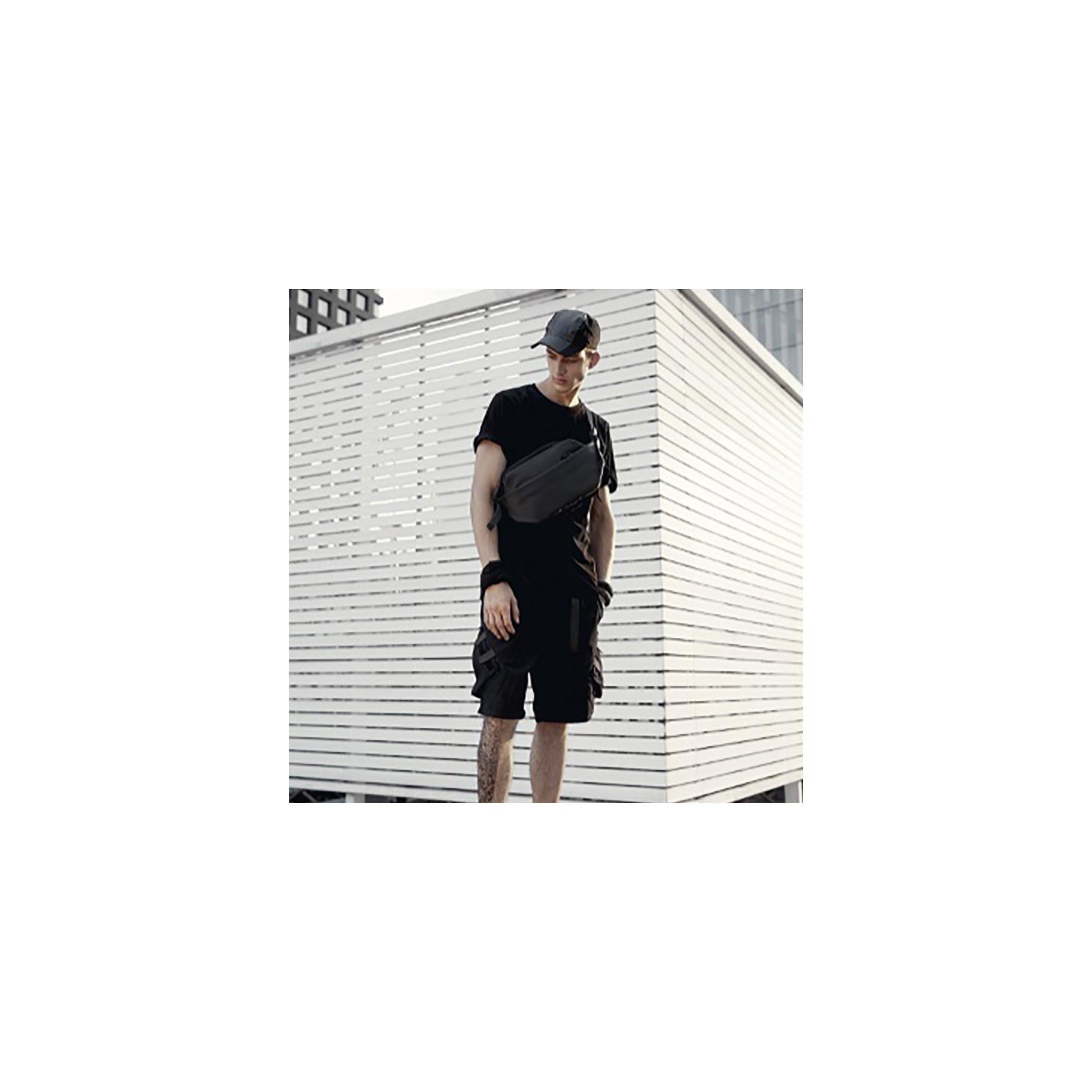 Чоловіча сумка слінг Mackar Urban через плече чорна