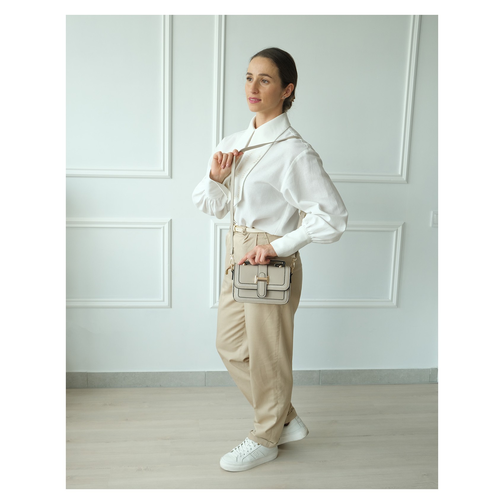 Женская сумка кросс боди Melissa бежевая