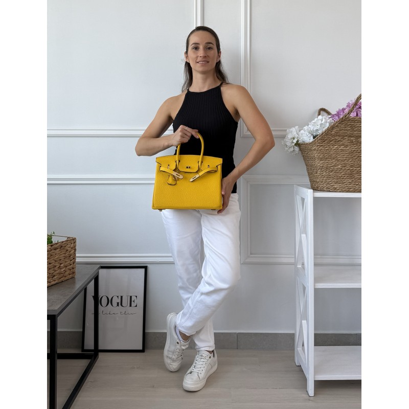 Женская кожаная сумка Brigitte 30 желтая - 3 фото