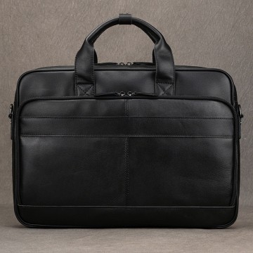Мужская кожаная сумка для ноутбука Ashton 40 черная фото