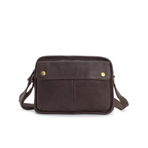 Чоловіча шкіряна сумка Brandon через плече темно-коричнева