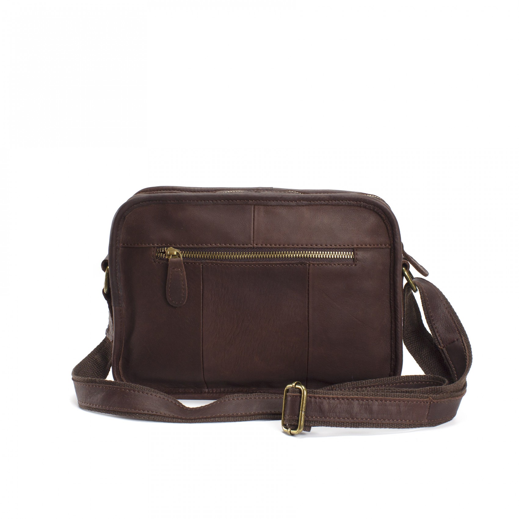 Чоловіча шкіряна сумка Brandon через плече темно-коричнева