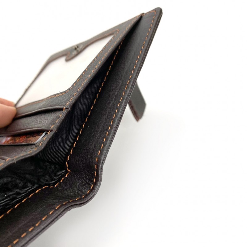 Мужской кошелек Kentucky кожаный темно-коричневый - 7 фото