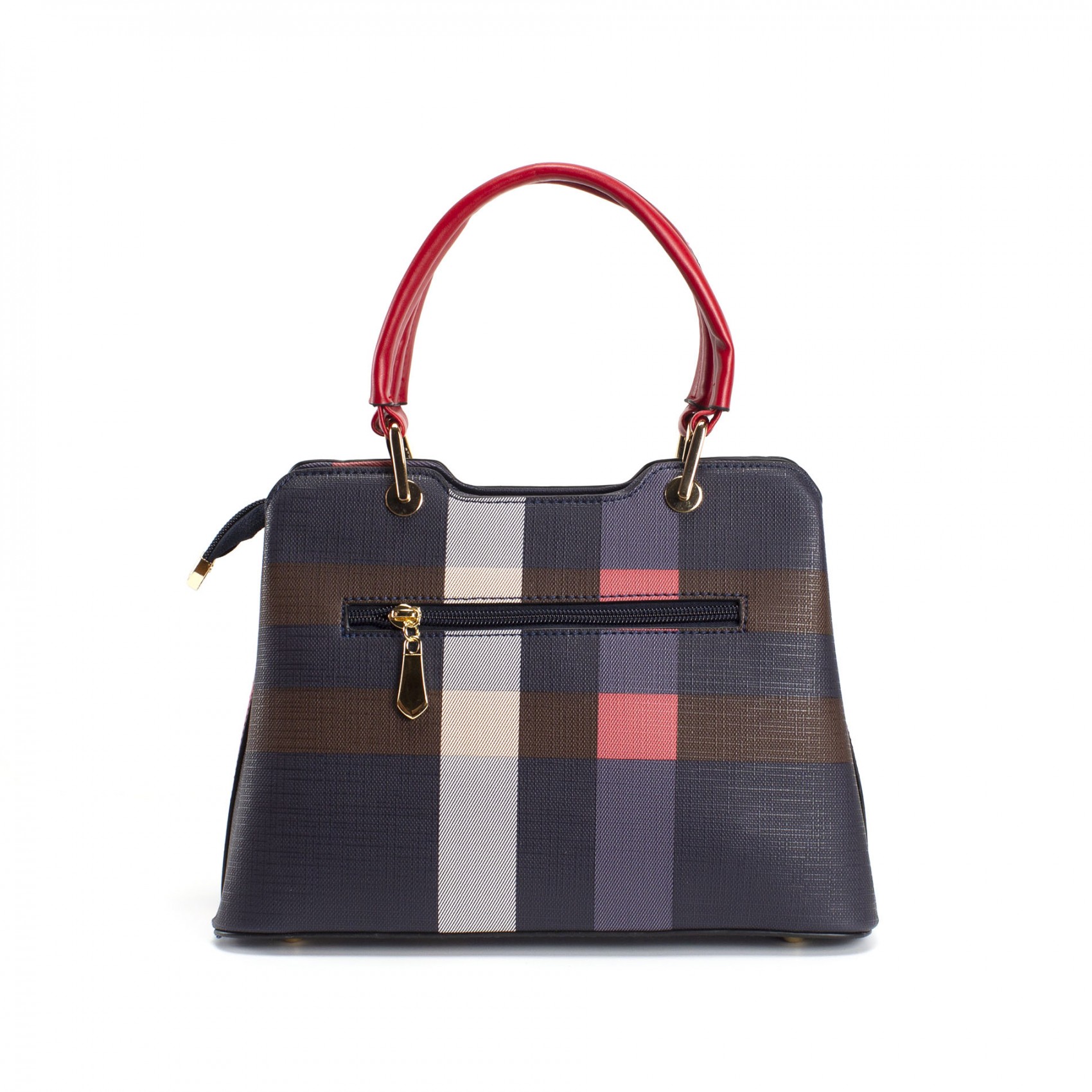 Жіноча класична сумка Grace синя з червоними ручками