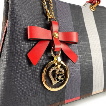 Женская классическая сумка Grace синяя с красными ручками фото