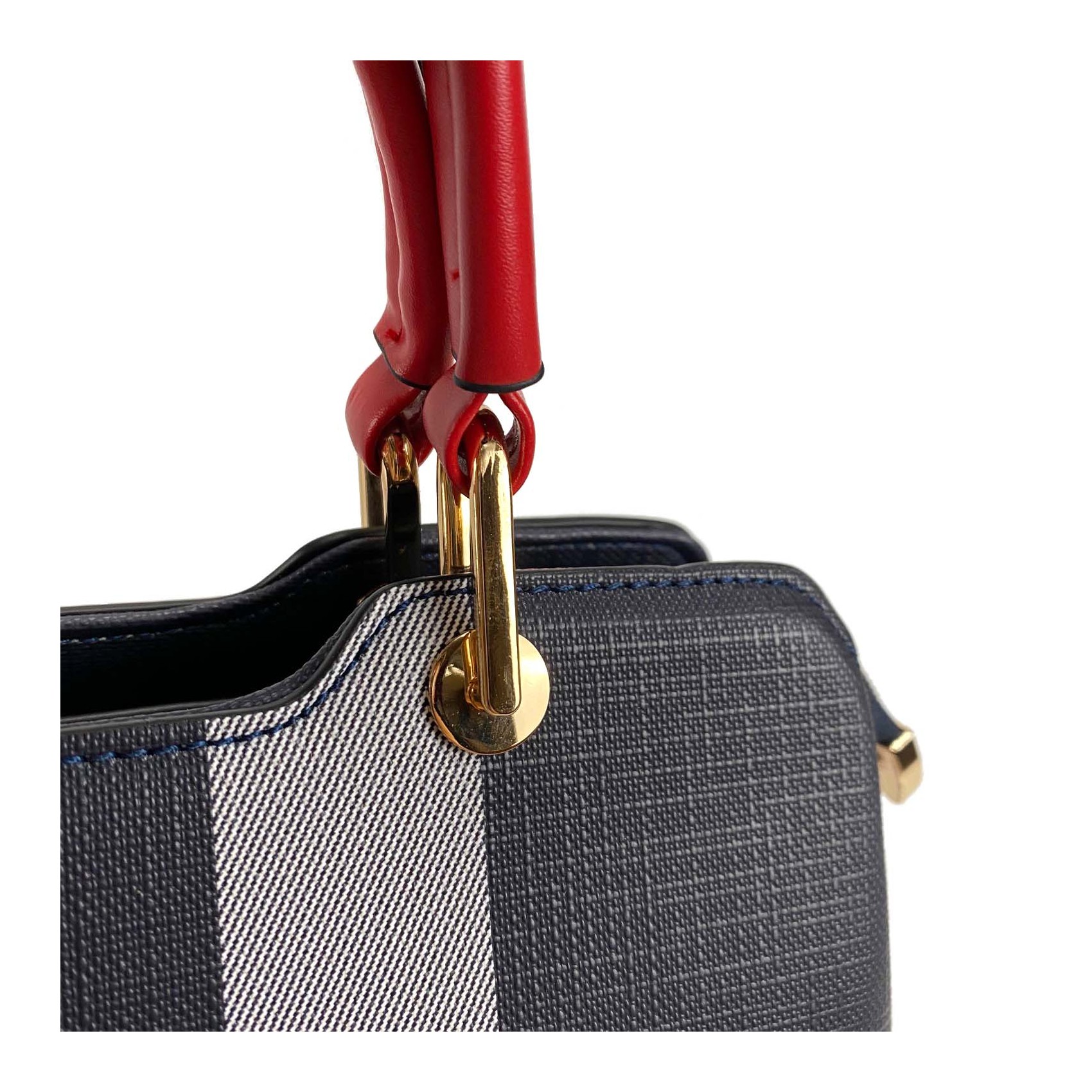 Жіноча класична сумка Grace синя з червоними ручками