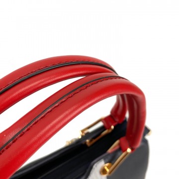 Жіноча класична сумка Grace синя з червоними ручками фото