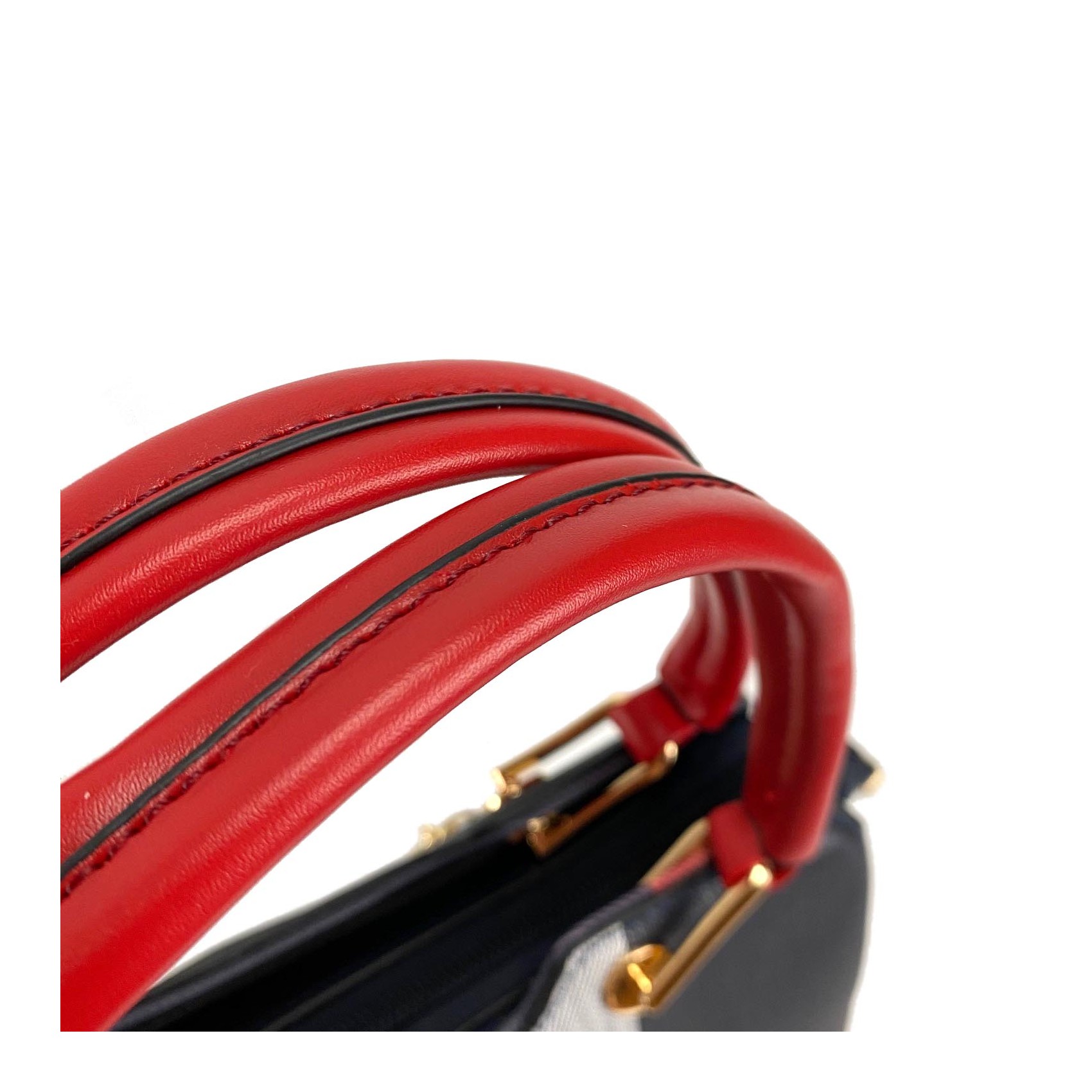 Женская классическая сумка Grace синяя с красными ручками