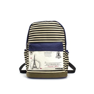 Женский рюкзак Paris синий с черными полосками