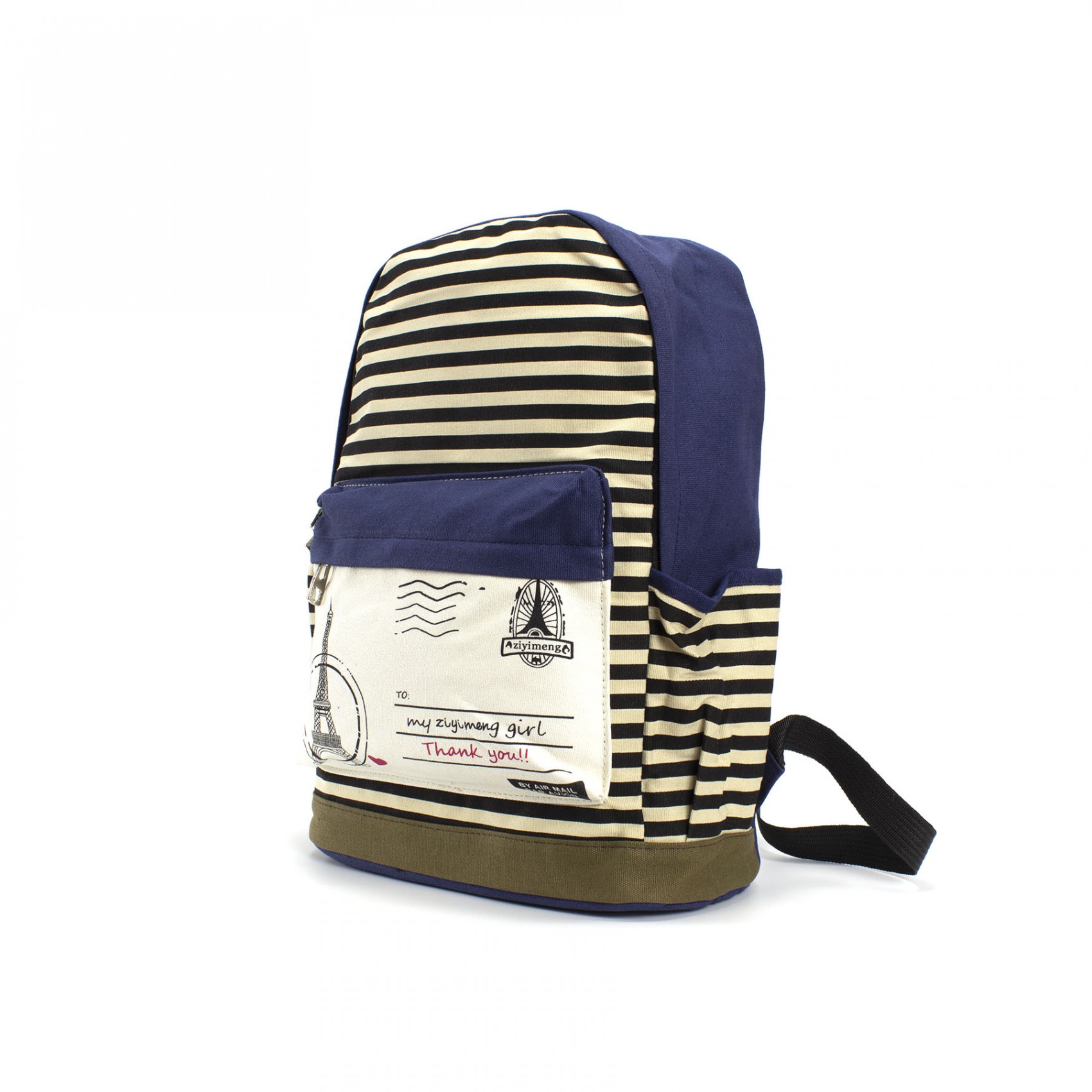 Жіночий рюкзак Paris синій з чорними смужками