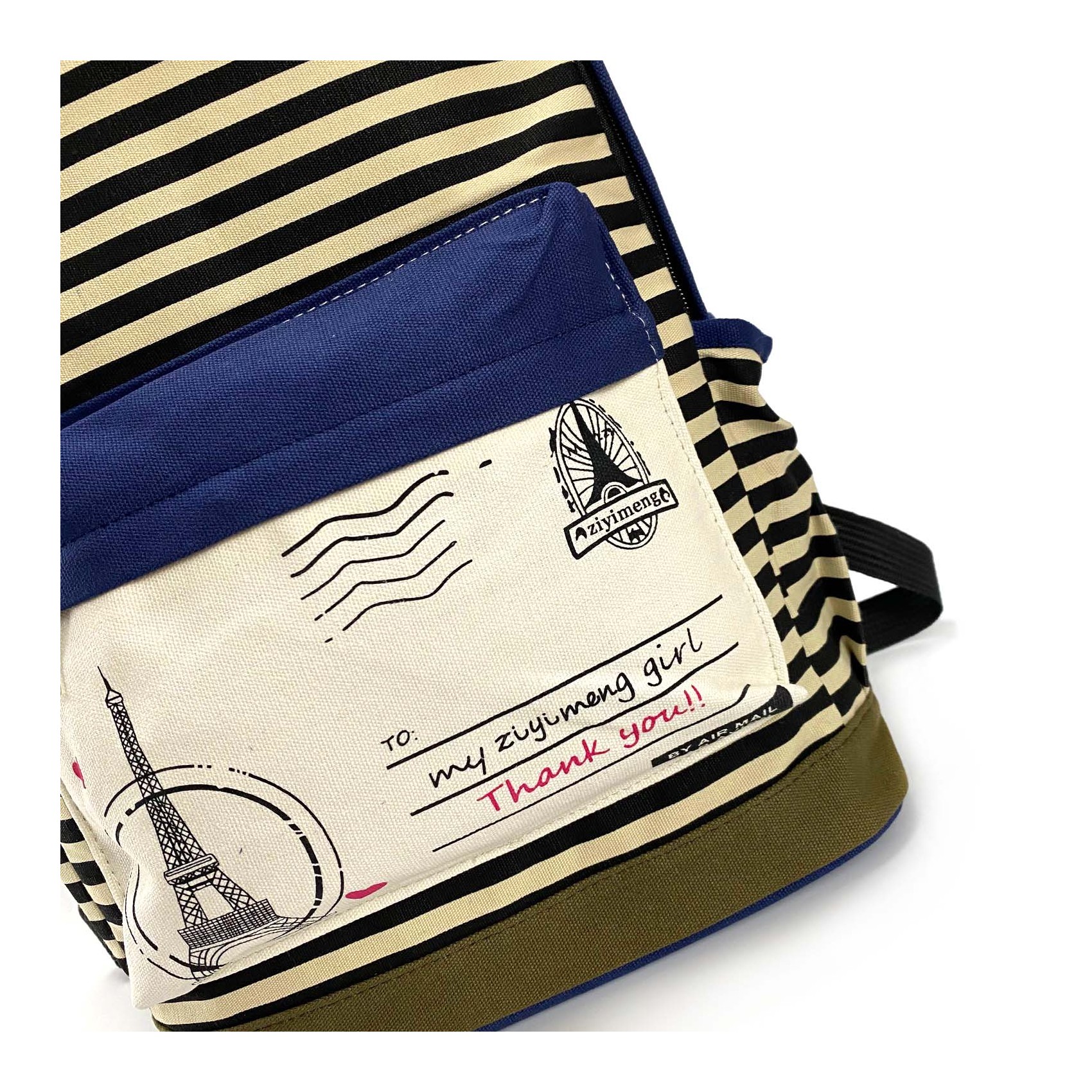 Жіночий рюкзак Paris синій з чорними смужками