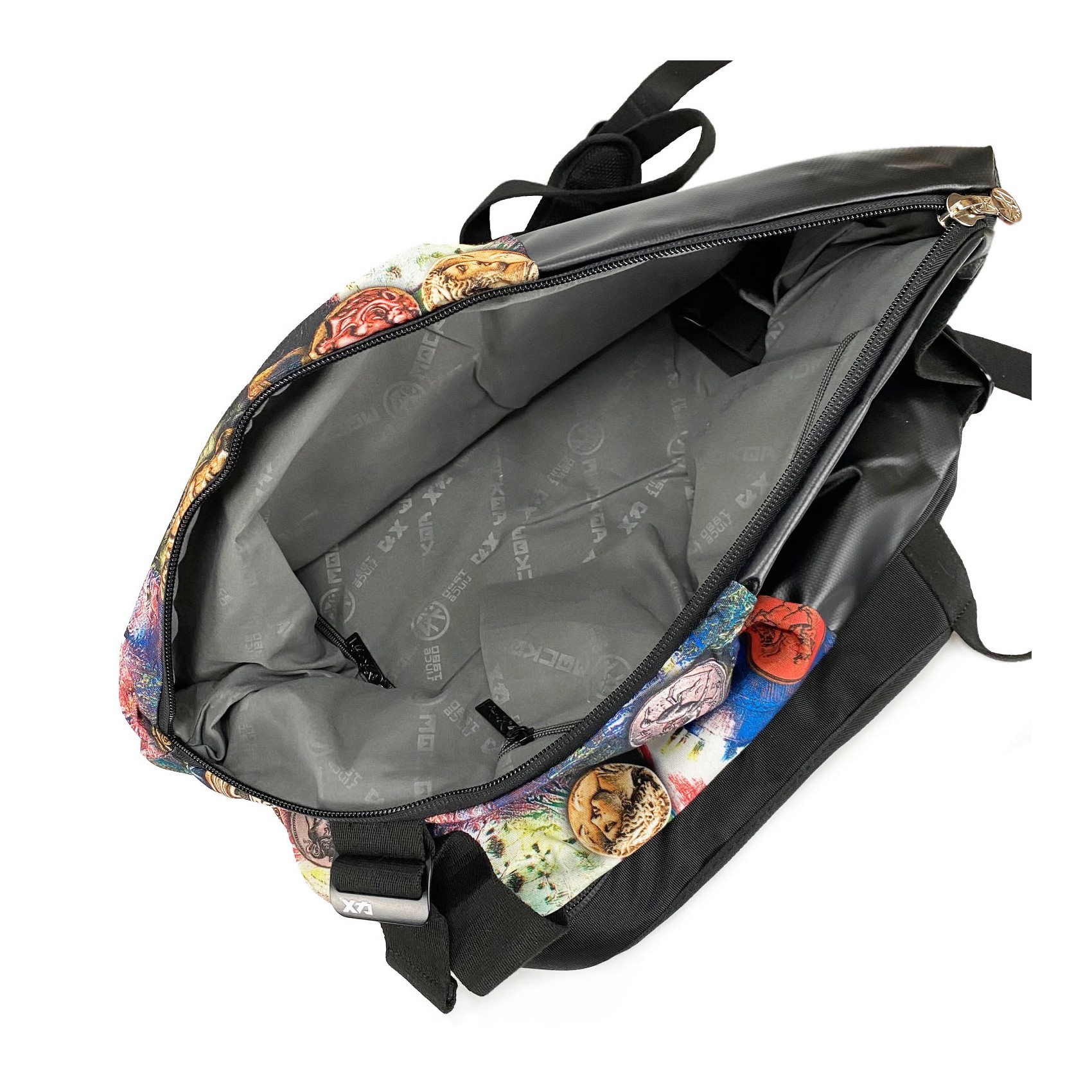 Чоловічий рюкзак Mackar Rome чорний з різнобарвним принтом