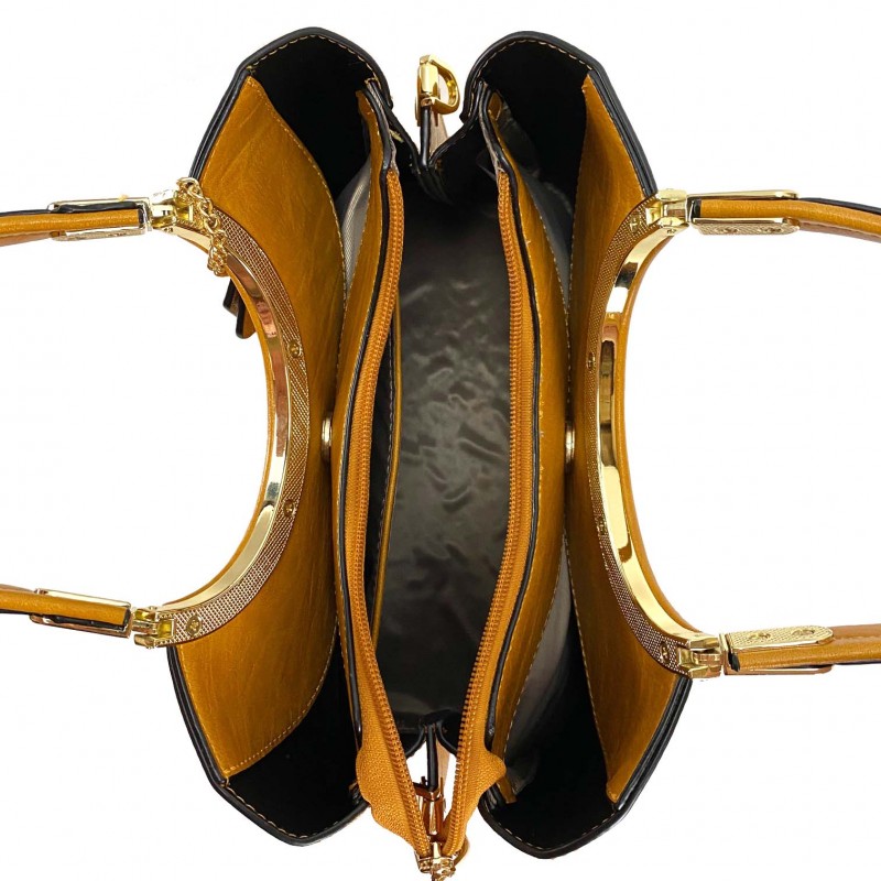 Жіноча класична сумка Mary гірчична - 7 фото