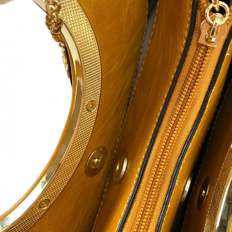 Жіноча класична сумка Mary гірчична - 8 фото