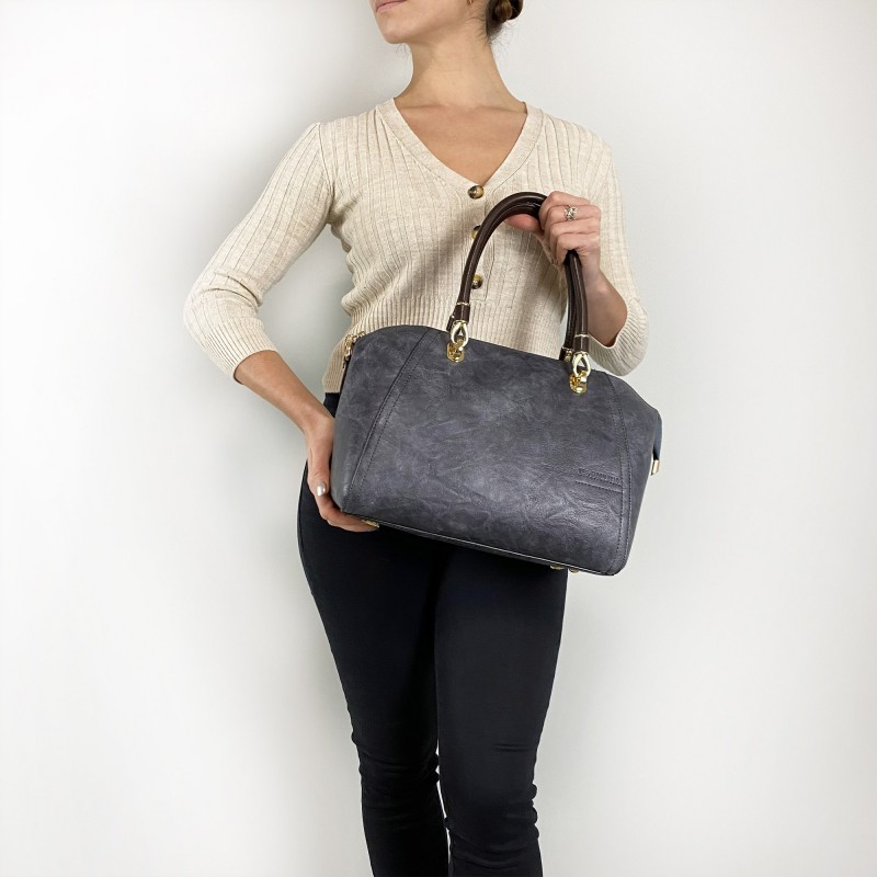 Женская классическая сумка Isa Paulina DS серо-синяя - 3 фото