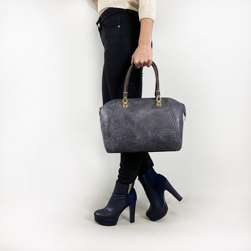 Жіноча класична сумка Isa Paulina DS сіро-синя - 4 фото