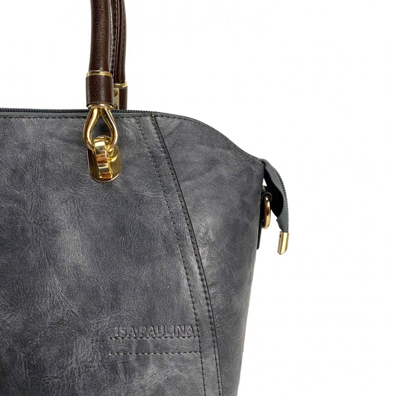 Жіноча класична сумка Isa Paulina DS сіро-синя - 6 фото