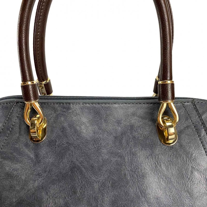 Женская классическая сумка Isa Paulina DS серо-синяя - 12 фото