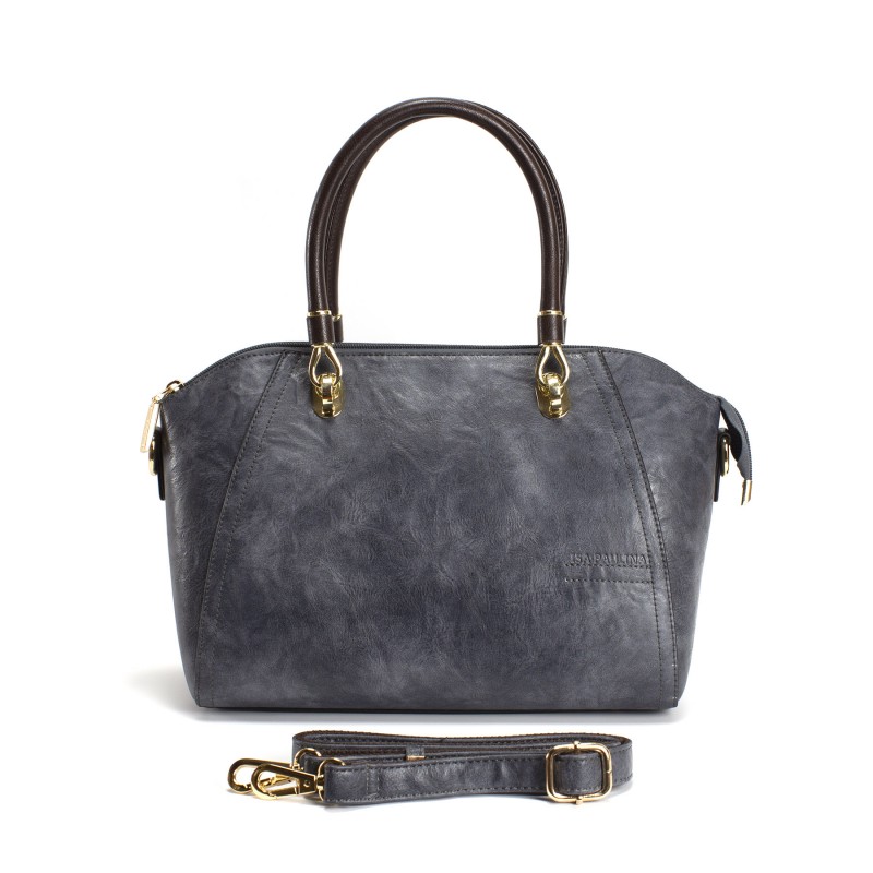 Жіноча класична сумка Isa Paulina DS сіро-синя - 19 фото
