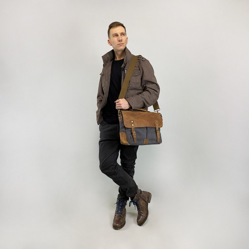 Мужской портфель Tone графит - 6 фото