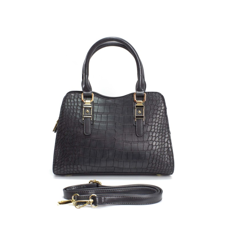 Женская классическая сумка Elly серо-синяя - 7 фото