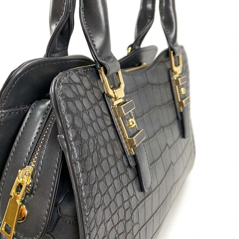 Женская классическая сумка Elly серо-синяя - 9 фото