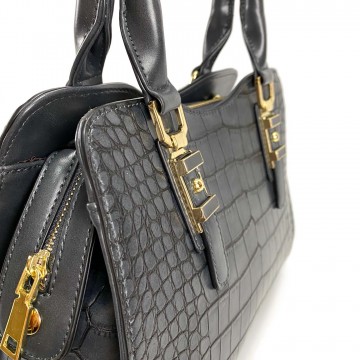 Женская классическая сумка Elly серо-синяя фото