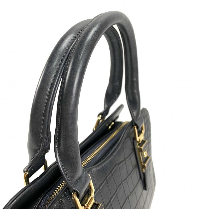 Женская классическая сумка Elly серо-синяя - 10 фото