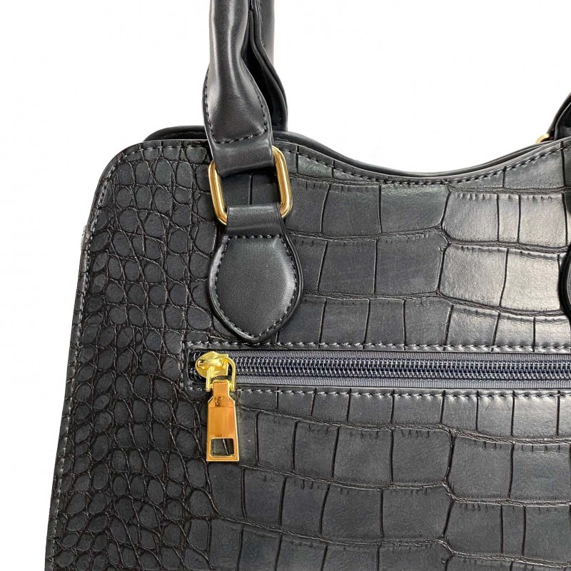 Женская классическая сумка Elly серо-синяя - 11 фото