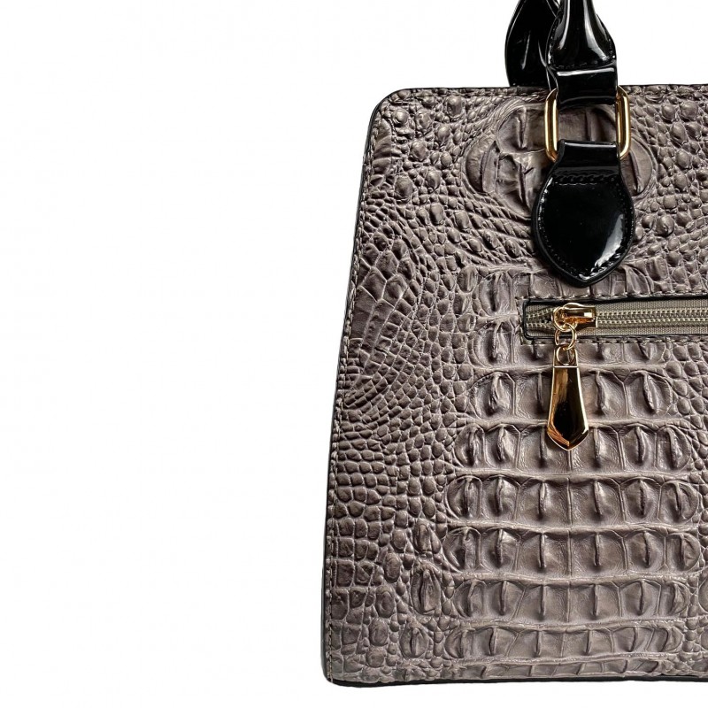 Жіноча класична сумка Margo сіро-чорна - 6 фото