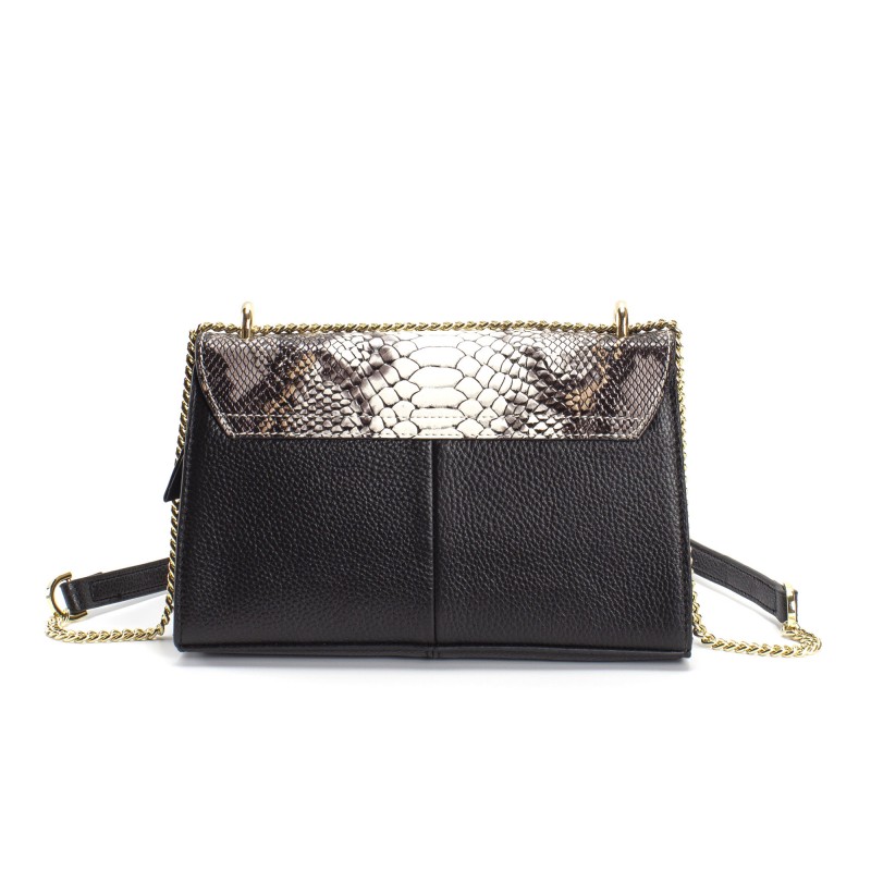 Жіночий шкіряний клатч Elizabeth чорний з біло-бежевим верхом - 3 фото