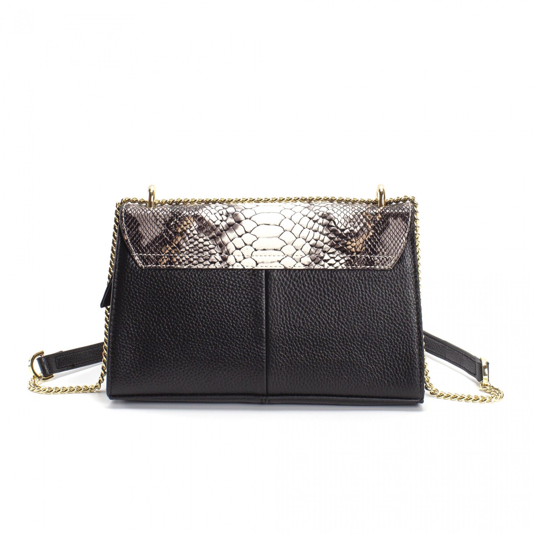 Жіночий шкіряний клатч Elizabeth чорний з біло-бежевим верхом